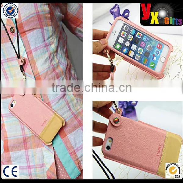 Novelty and Cheap PU Mobile Phone Case With Lanyard