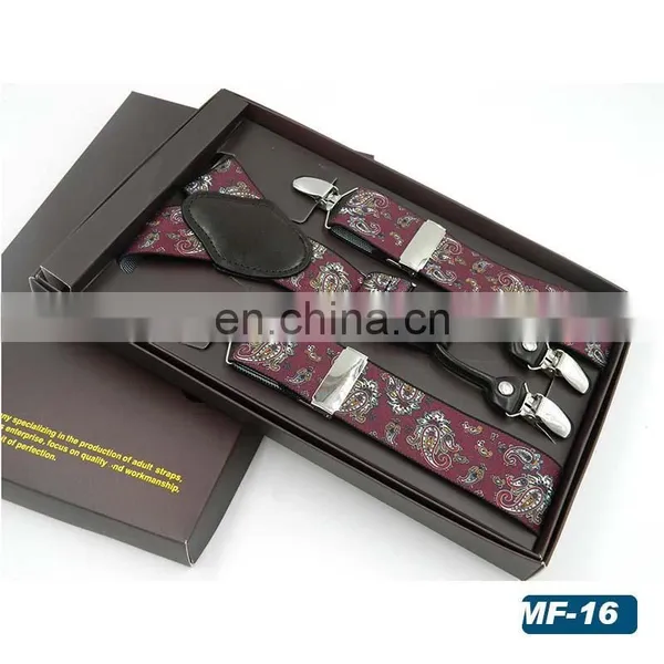 2017 New Design Men's High-end Brand 4 Clips Jacquard Printing Suspenders photo-4