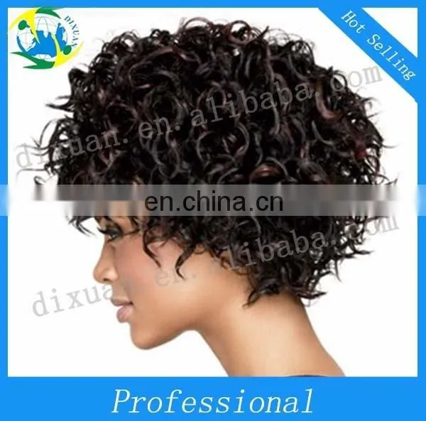 Black High Temperature Silk Fluffy Short Rolls Europe and the United States Wig Set photo-2