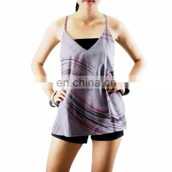 NAPAT Painted Cotton Casual Colorful Tank Sexy Woman Summer Beach Shirt For Wholesale