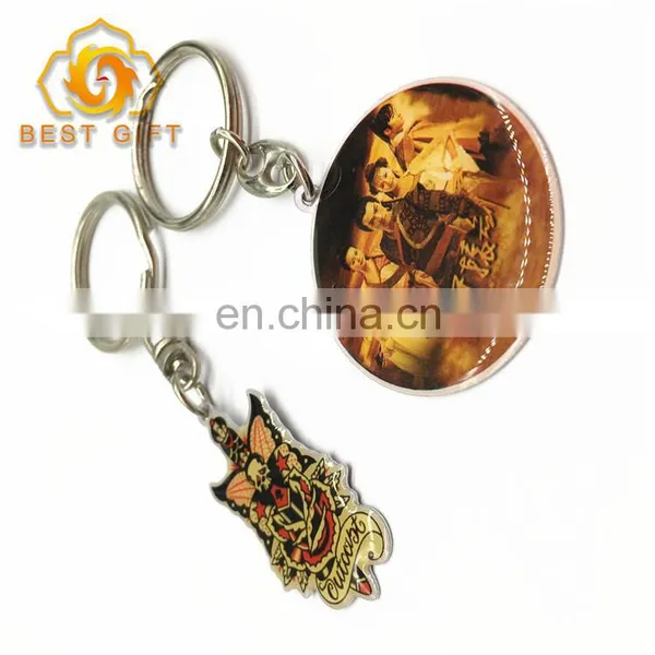 Customized Shape Round Epoxy Logo Metal Keychain For Souvenir photo-3