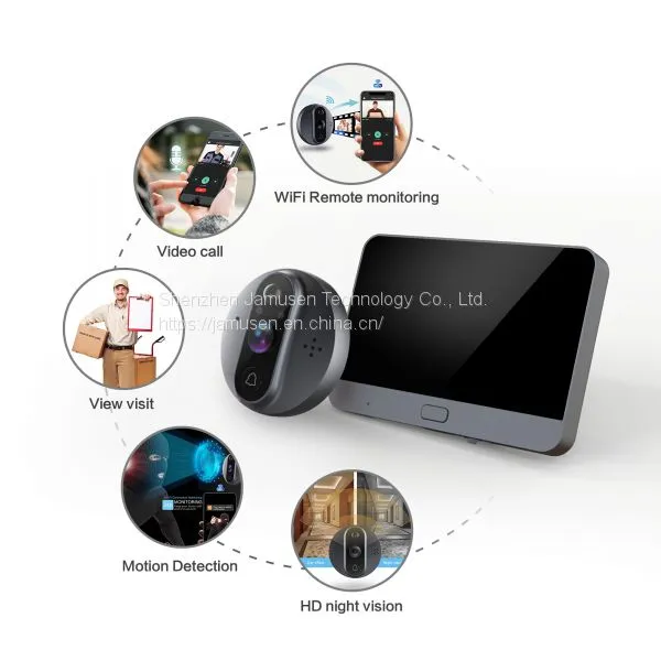 Wifi 4.3 HD LCD Digital Video Peephole Security Smart Doorbell Infrared Camera photo-4