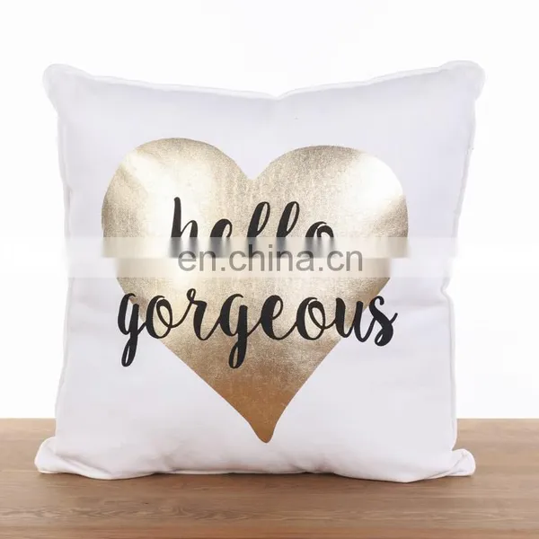 Custom Promotion High Quality Gold Stamping Love Pattern Printed Decorative Sofa Cushion Covers for Home Decor photo-2