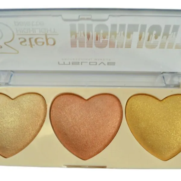 Factory Customization 3 Color Heart Shape Makeup Marker Highlighter Cute Baked Glow Glitter Pelette Makeup Highlighter Powder photo-3