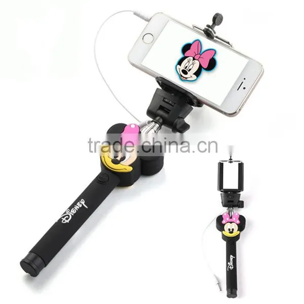 Cartoon Wire Cell Phone Selfie Stick With 3.5mm Jack Wire photo-5