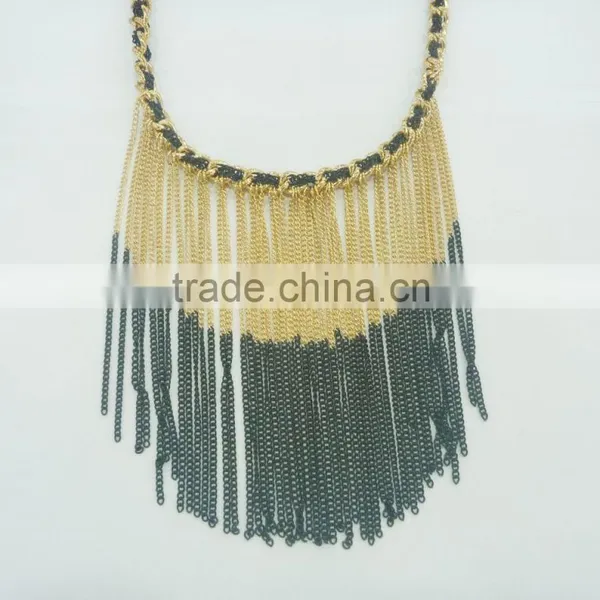 FASHION METAL CHAIN TASSEL NECKLACE EARRING SET photo-2