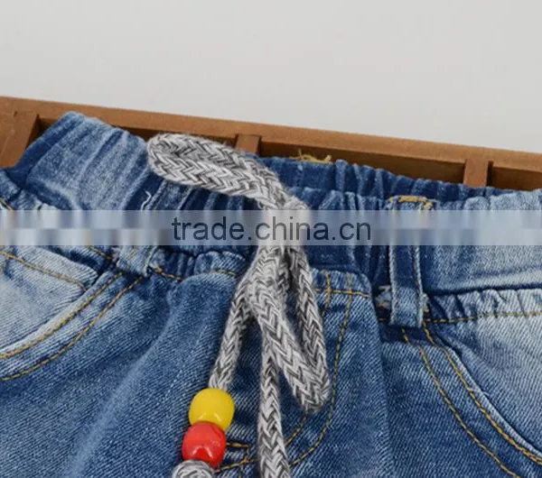 Wholesale Baby Girl Clothes 2016 New Summer Girl Ripped Jeans Lovely Little Girl Cropped Trousers photo-3