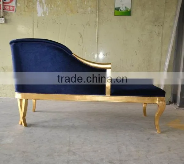 Royalblue Velvet Gold Frame Lounge Chaise XY2869A photo-3