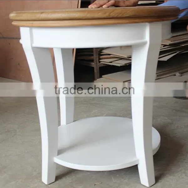 French Rustic Modern Coffee Side Table Solidwood Side White Cafe Table