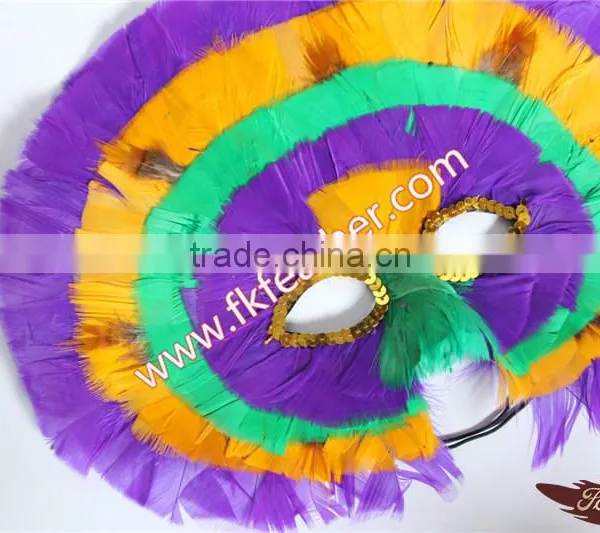 Party Supplies Kids Rainbow Turkey Feather Venetian Mask For Sale photo-3