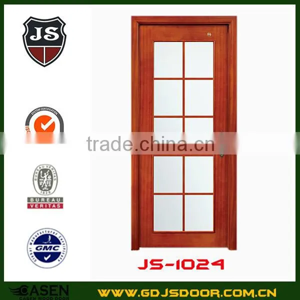 Best Price Interior Single Swing Cherry Wood Glass Door photo-5