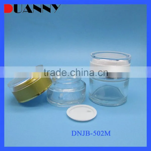 Wholesale Glass Jars Lids ,Wholesale Cosmetic Glass Jar Clear 50G With Plated-Colored Cap photo-5