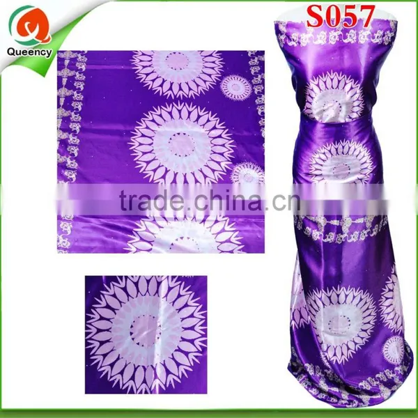 2016 Fashion Design Beautiful Printed Silk Satin Fabric With Stones S057