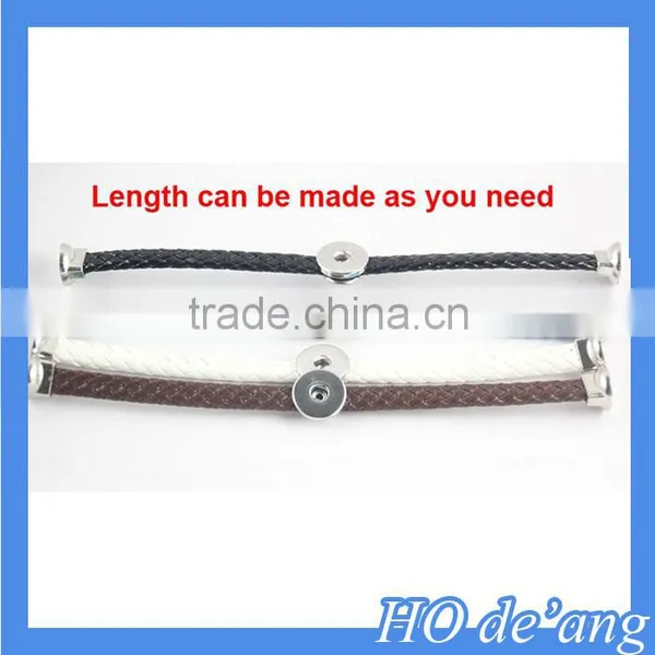 Hogift 2016 Interchangeable Jewelry New PU Leather Charm Black Bracelets 21cm photo-5