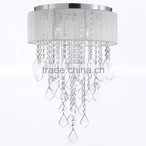 Modern LED Crystal Pendant Lighting Chandelier With Fabric Shade for Wedding Decor CZ1053/4W