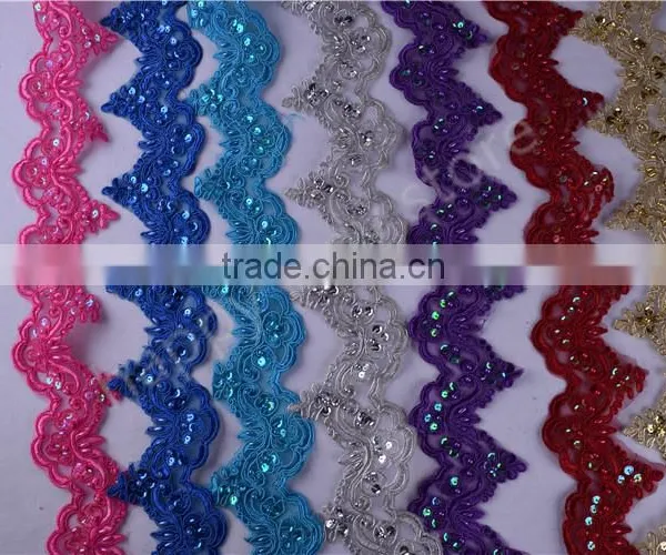 Pearl Beaded & Sequin Bridal ~ Lace Embroidered Lace Various Color Wide:6cm in Stock photo-2