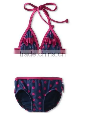 2014 New Young Girl Swimsuit Models With Fringe Tiki Tri Suit Design