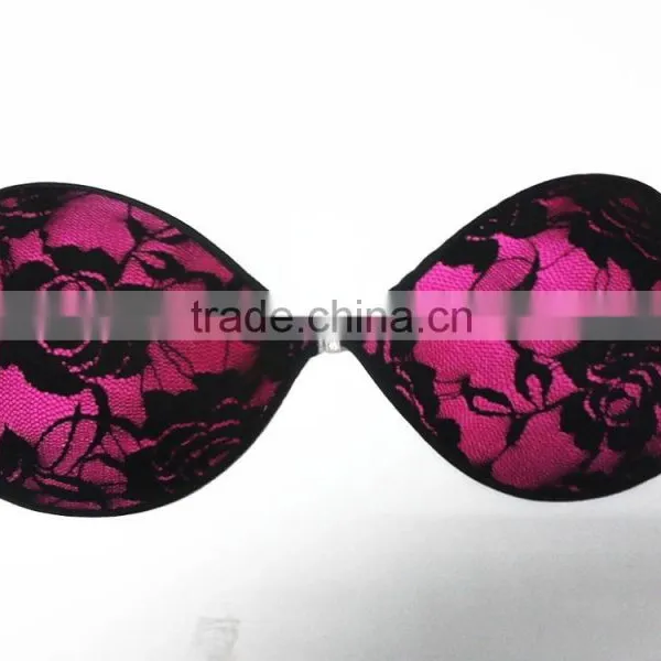 Sexy Mature Invisible Self-adhesive Bra Wireless Sponge Bra Red Strapless Lace Bra photo-4
