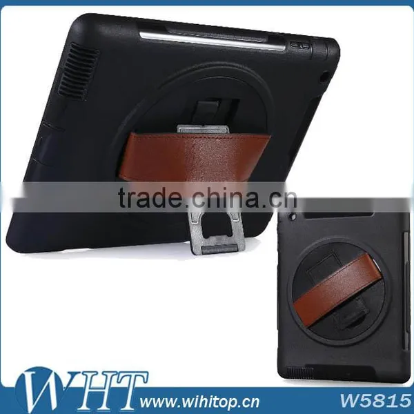 360 Rotating Heavy Duty Rugged Hybrid Armor Case for IPad Air Air 2, With Touch Screen, Leather Hand Strap photo-3