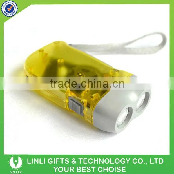 Plastic 2 Leds Dynamo Flashlight Torch