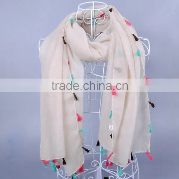 TOP Popular Plain Pure Color Women Scarf Voile Cotton Scarves 180*90 Pashmina photo-6