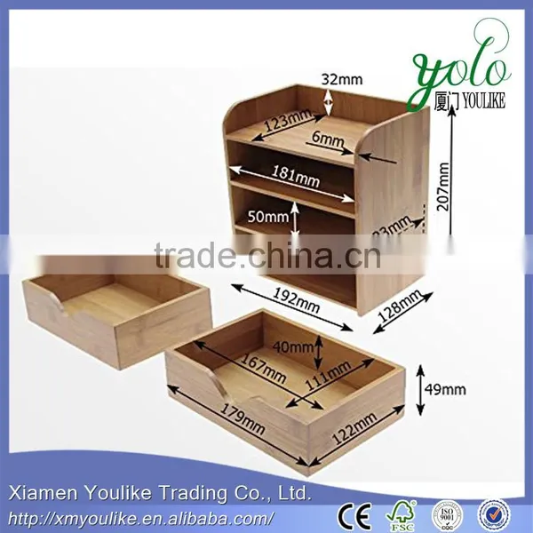 Wood Stationery Boxes Desk Organiser Bamboo Stationery Box photo-5