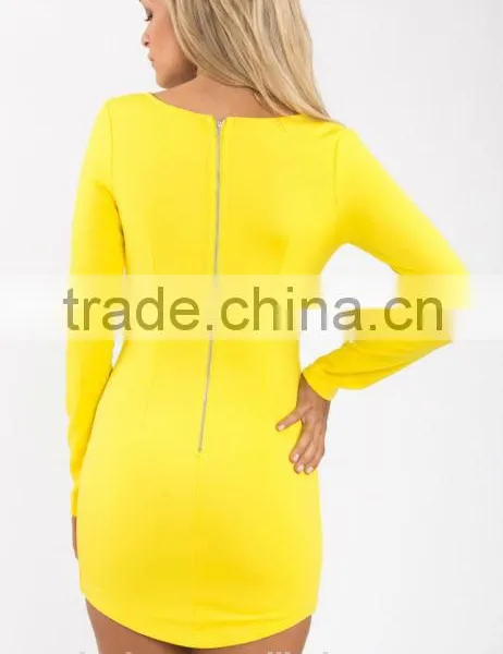 Designer Bodycon Dress Design Deep V Neck Ladies Western Dress Designs Photo With Lace Sleeve photo-4