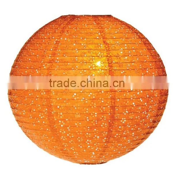 Orange Eyelet Paper Lantern Handmade Paper Lantern
