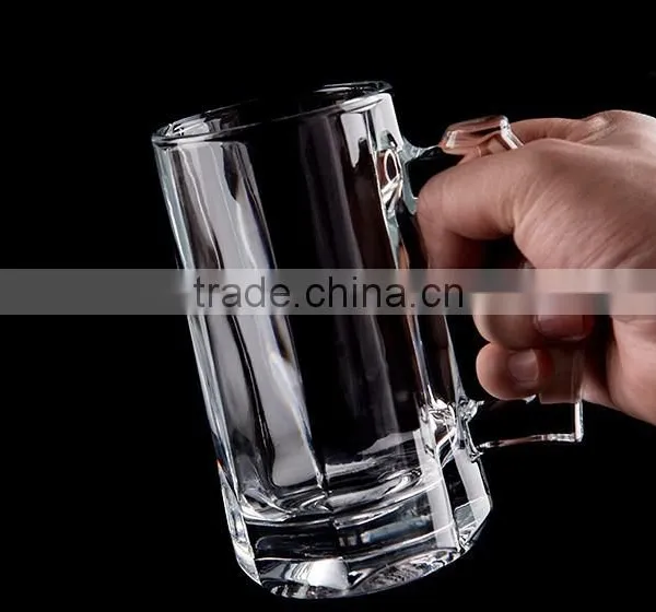 Large Beer Mug/ Glass Shooting Tumbler/ Clear Glass Cup With Handle photo-2