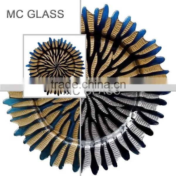 Wholesale Newest Wedding and Home Use Gold Silver Sun Flower Glass Decorative Plate photo-5