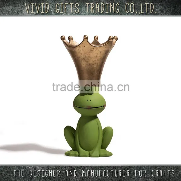 Custom the Likest Ceramic and Porcelain Gold Crown Sitting Frog Holder Garden Decoration photo-2