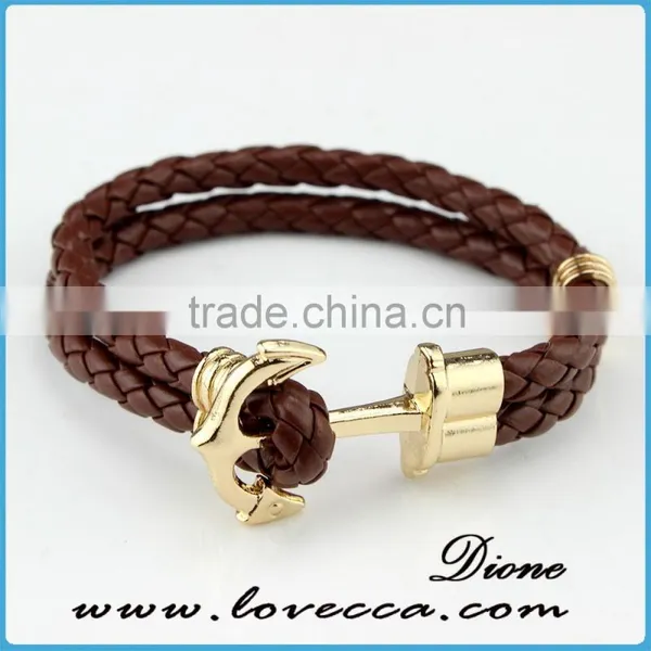 DIY Jewelry Fashion Bracelet Mens Navy Nautical Braided Leather Anchor Bracelet photo-4