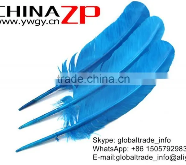 ZPDECOR Wholesale Best Selling Feather Size From 30cm-35cm Dyed Turquoise Blue Solid Color Turkey Wing Feathers photo-4