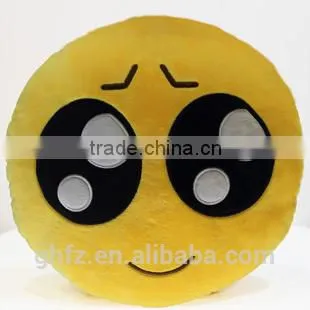 Custom Whatsapp Emoji Emoticon Yellow Round Cubble Plush Stuffed Pillow