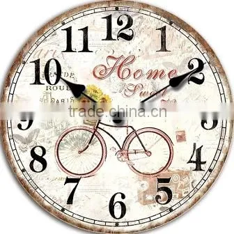 Antique Clock Wall Decorative Bicycle Painting Craft Clock