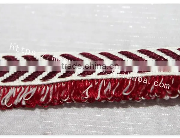 Good Price 1.6cm Width Yarn Dyed Polyester Weave With Fringe Wholesale photo-4