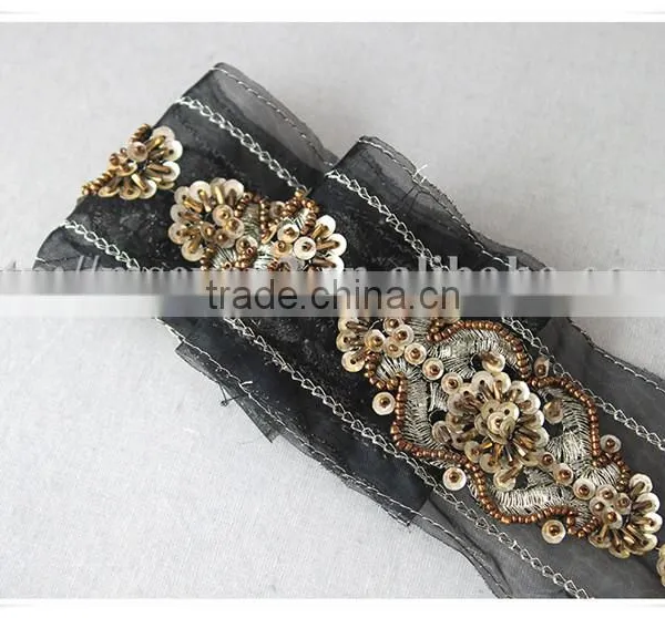 High Quality Embroidery Gold Thread Garments Accessories Decorative Beaded Trim photo-6