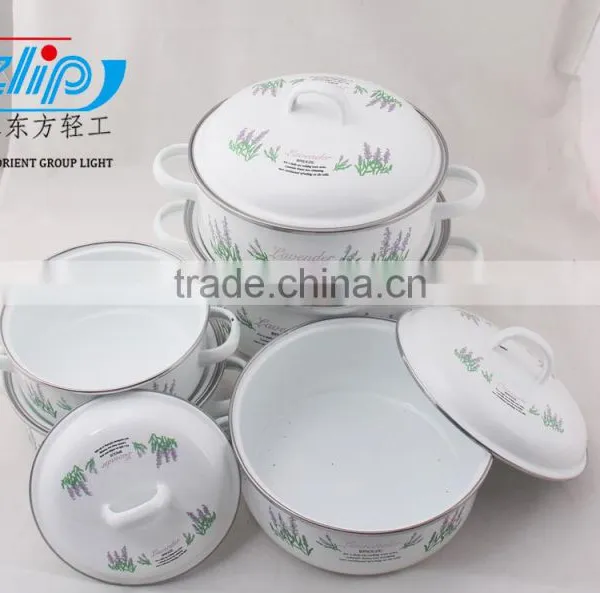 5Pcs Casserole Belly Shape W/Metal Cover Light Color Decor photo-6