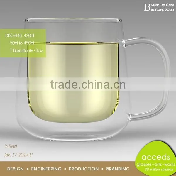 Unique Shaped Coffee Tea Double Wall Milk Glass Cup photo-3
