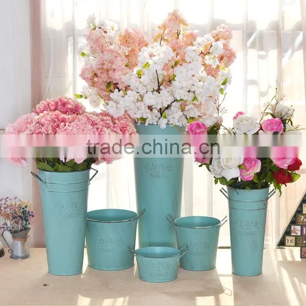 Decorative Hanging Flower Planters With Factory Wholesale Galvanized Iron Planters Garden Metal Flower Pots photo-3