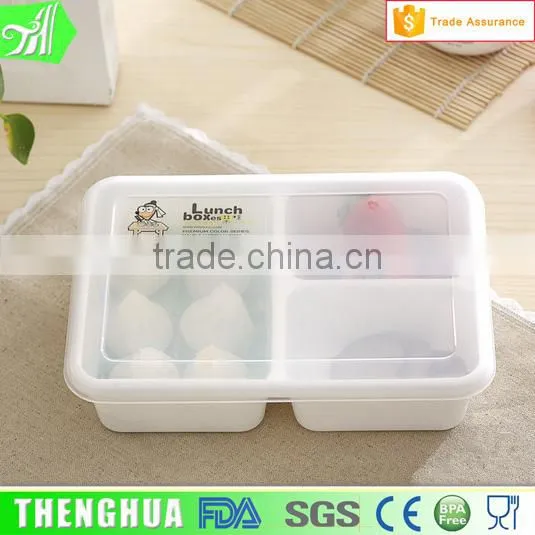 3-compartment Plastic Bento Lunch Box Food Container For Microwave Oven photo-2