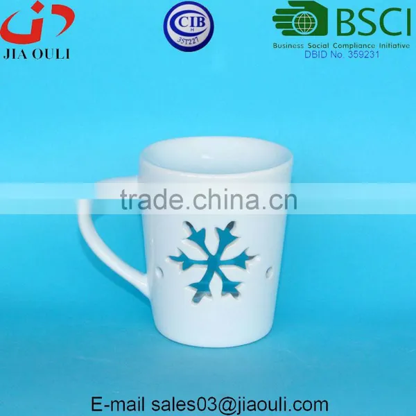 Fashion Design Cup Shape White Ceramic Aroma Diffuser Lamp, Christmas Oil Burner photo-2