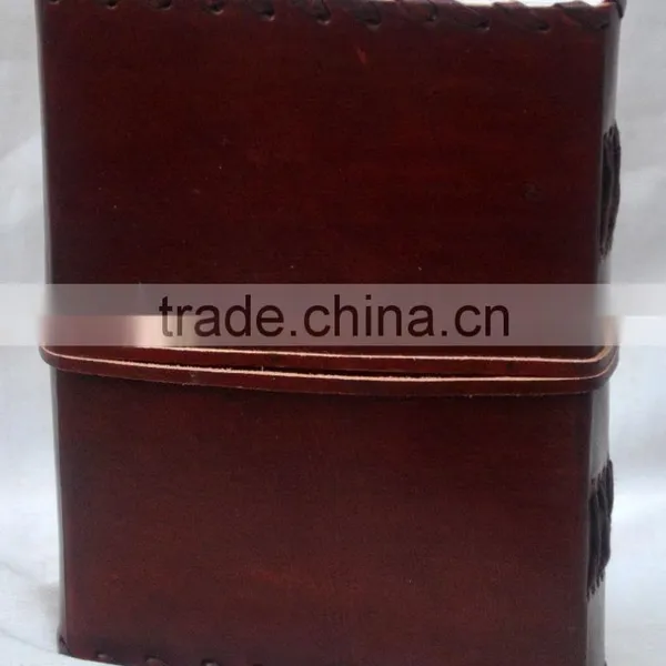 Handmade Vintage Strip Closer Side Stitch Leather Notebook photo-2