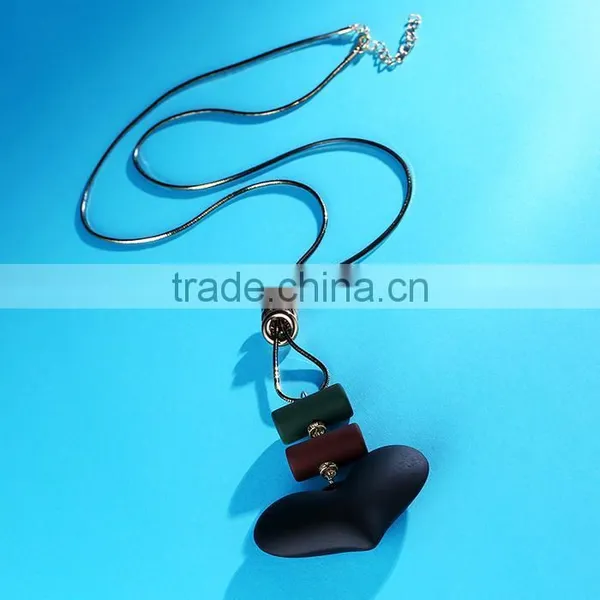 Korea Rubber Plated Heart Pendant Necklace Autumn Winter Long Necklace Heart Necklace for Lovers photo-3