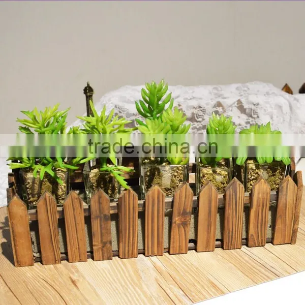 high quality small artificial succulent plant with glass pot bonsai