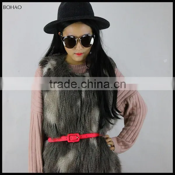Factory Low Price With Top Quality Modern Ladies Waist Faux Fur Vest photo-5