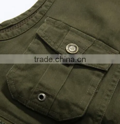 Fashion Mens Zip up no Collar Fishing Vest photo-5