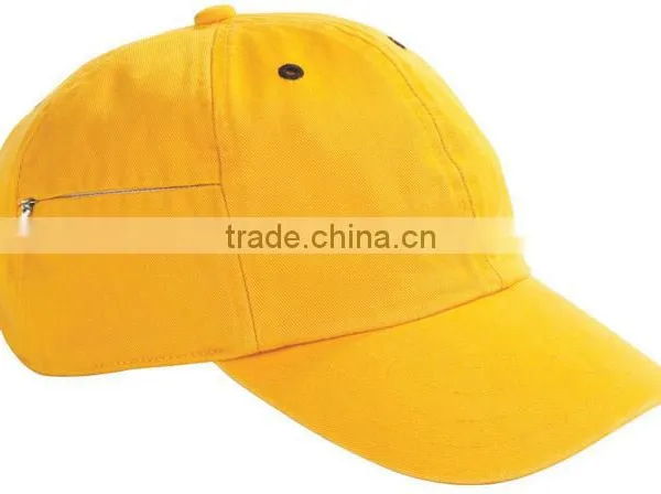 Yellow Sports Hats 6 Panel Baseball Cap With Pocket photo-2