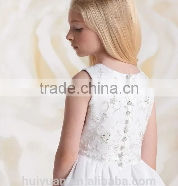 Cute White Beaded Baby Gown Halter Girls Birthday Dresses photo-2