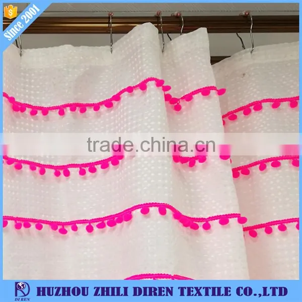 Hot Selling Wholesale 100% Polyester Showerproof Curtains With Dyeing Tassel photo-2
